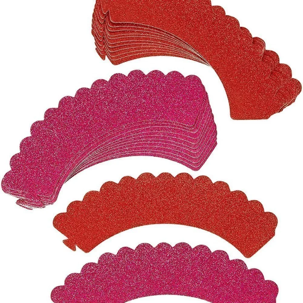 NWT - Wilton Cupcake Wraps (24 - 12 red sparkle, 12 pink sparkle)